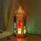 TRIROCKS Moroccan Lantern – 15'' Gold Hexagonal Candle Lantern with Tempered Glass Decorative Indoor Outdoor Ramadan Lantern for Garden Yard Patio Wedding Parties Events - Image 4