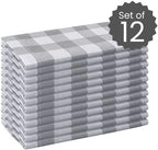 Cotton Clinic Set of 12 Cloth Napkins Gingham Check 100% Cotton 20x20 inches - Soft Durable Washable - Ideal for Events Wedding Christmas Easter - Perfect Everyday Use Table Dinner Napkins Grey - Image 2
