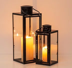 NUPTIO Lanterns Decorative Indoor Black, 9.5 & 13.8 inch Tall Lantern by Nuptio