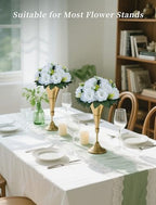 BLOSMON White Flowers for Wedding Centerpieces: 10 Pcs, 15 Faux Silk Roses - Image 4
