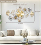 33" Modern Farmhouse Large Decorative Wall Clock, Ginkgo Metal Art - Image 2