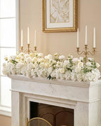72inch Aisle Flower Garland with Chiffon Sheer Drape, White Rose and Hydrangea, Artificial Flowers for Wedding Arch, Backdrop, Reception Table Decor - Floral Runner for Ceremony Pathway & Bridal Suite - Image 3