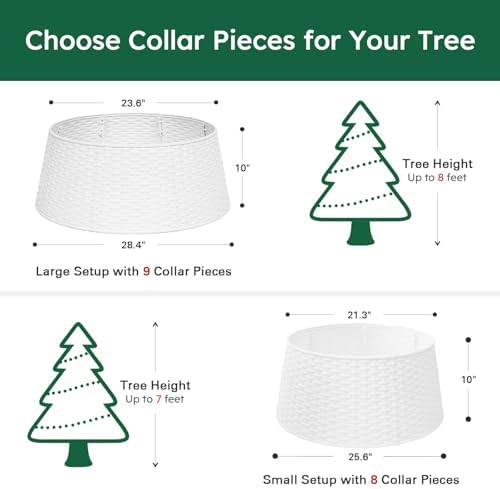 HarcoHome Christmas Tree Collar, 28.4" D Round Base Cover, Plastic Rattan Collar, Tree Ring for Artificial Trees, Tree Skirt for Artificial Xmas Tree Decorations (Extra Large, White) - Image 4
