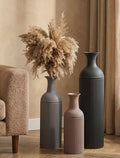 Sziqiqi Metal Tall Floor Vase, Tricolor Large Ribbed Floor Standing, 3Pcs by SZIQIQI