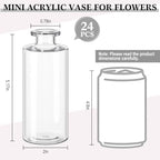 Honeydak Set of 24 Plastic Mini Bud Vases, Vintage Clear Decorative Vases Bulk for Table Centerpieces, Wedding Reception, Baby Shower, Home Decor, Housewarming Gift(Smooth) - Image 4