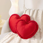AELS Heart Shaped Pillow, Set of 2, Heart Decorative Throw Pillows, Soft Velvet Love Pillows with Faux Fur Fringe, 20 & 16 Inches, Cute Valentines Day Decorations, Wedding Decor, Red - Image 6