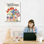 HomeifHue July 4th Patriotic Canvas Wall Art 4th of July USA Decorations American Flag Painting Picture Patriotic Floral Mason Jar USA Flag Poster Independence Day Home Decor(F1 24x36in) - Image 7