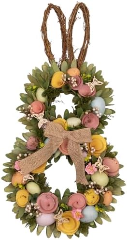 Northlight Shaved Wood Flowers Bunny Rabbit Silhouette Easter Wreath - 24" by Northlight