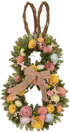 Northlight Shaved Wood Flowers Bunny Rabbit Silhouette Easter Wreath - 24" - Image 3