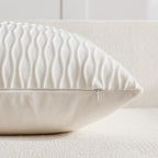 DEZENE White Vertical Ripple Striped Couch Pillow Cases: Pack of 2 24x24 Inch Velvet Square Throw Pillow Covers for Couch Sofa Bed Living Room Home Decor - Image 3