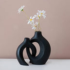 Liotww Black Ceramic Home Decor Vases Shaped Hollow Set of 2 - Image 5