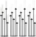 39.8'' Tall Matte Black Candle Stick Holders with Acrylic Shades by WeddingPartyDecoration