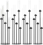 39.8'' Tall Matte Black Candle Stick Holders with Acrylic Shades by WeddingPartyDecoration