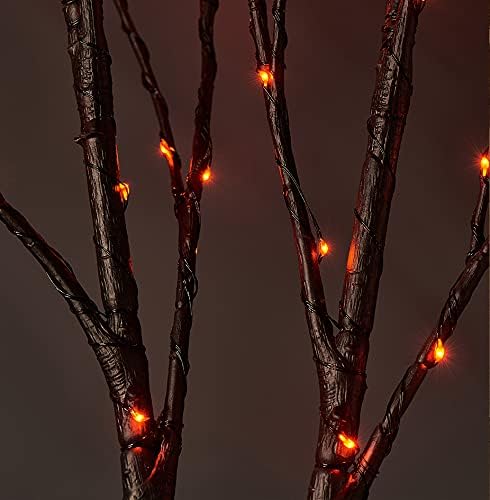 Hairui Lighted Halloween Tree Branches with Timer 32IN 100L Orange Fairy Lights, Black Twig Branch Lights Battery Operated or Indoor Outdoor Halloween Party Decoration - Image 2