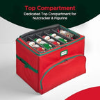 Christmas Nutcracker and Figurine Collectible Storage Box - Holds Up to 72 Ornaments 4” x 4” - Top Adjustable Compartments for Figurines, Nutcrackers, etc - Heavy Duty 600D/ Inside PVC Material - Image 7