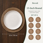 13 Inch Round Woven Placemats Set of 8, Natural Banana Leaf Charger Plates - Image 2