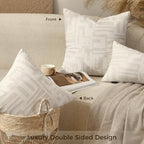 Throw Pillow Cushion Cover 18x18 inches, Double Sided Modern Geometric High Density Jacquard Polyester Pillow Covers for Sofa, Bed, Rattan Chair, Bedroom, Living Room(White) - Image 5