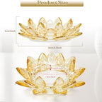 Large Crystal Lotus Tealight Candle Holder for Up to 6" Diameter Pillar Candle Plate Candlestick,Chunky Glass Votive Stand for Wedding, Party, Table Centerpiece Decor and Yoga Meditation (2, Gold) - Image 2