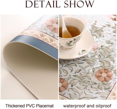 patdrea Designer Vintage French PVC Placemats Set of 6,12"x17"-Wensel A - Image 5