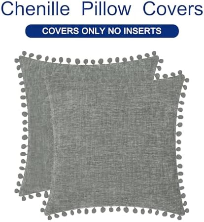 CaliTime Decorative Couch Throw Pillow Covers 22 X 22 Inches Medium Grey - Image 6
