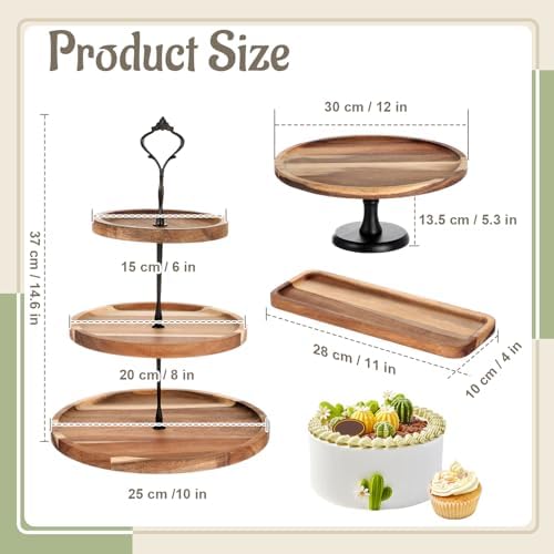 Havawish 7 Pcs Wooden Dessert Table Display Set, Cupcake Stand Kit, Classic - Image 2