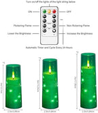 Nimiko Flickering Flameless LED Candles,Battery Operated Candles 9 Pcs with Embedded Star String,Acrylic LED Pillar Candles with Remote,Suitable for Home Decoration to Create an Atmosphere (Green) - Image 2