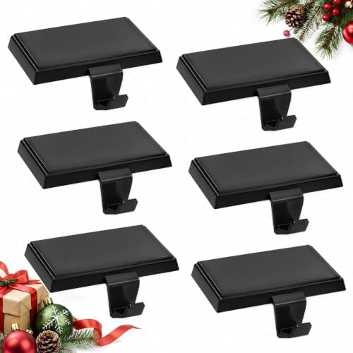 Stocking Holders for Mantle Set of 6, Christmas Heavy Duty Stocking Hooks, Non-Slip Base Stocking Hangers for Xmas Holiday Decorations, Fireplace Christmas Decor Hooks for Home by Unknown