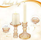 Sieral 24 Pcs Gold Taper Candle Holders 4'' Tall Candlestick Glass Holders Bulk Crystal Decorative Stand Wedding Stick Holder for Anniversary Party Dining Table Festival Decor - Image 2