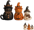 Vintage Witch Cat & Dog Decor Set, 3PCS Halloween Witch Cat & Dog Figurines, Rustic Black Cats Dogs Pumpkin Statues, Farmhouse Fall Decorations for Mantel, Bookshelf and Table (Cat) by Unknown