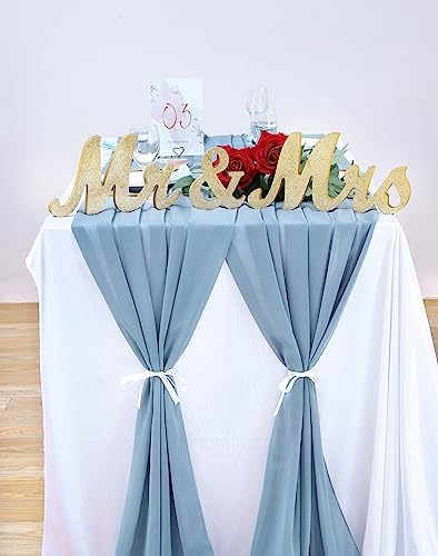 10 Pieces Dusty Blue Chiffon Table Runner 27x120 Inches Wedding Table Runner Romantic Sheer Chiffon Fabric for Wedding Bridal Baby Shower Decorations - Image 2