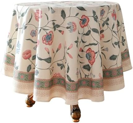 ISAENNE Designer French Round Elegant Tablecloth,Diameter 55" by Isaennehomedecoration