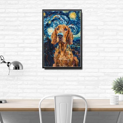 Metal Sign Vintage Tin Sign Bloodhound Starry Night Tracker Determined Bloodhound in A Celestial Sky for Home Den and Seasonal Celebrations Rustproof Aluminum 12×16 Inches with Metal Frame - Image 3