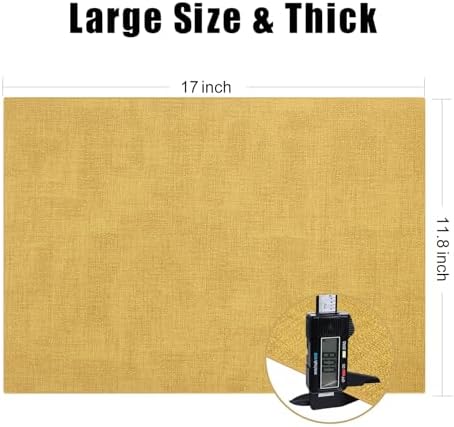 Homaxy PU Faux Leather Placemats for Dining Table, Set of 8, Yellow - Image 6