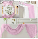 20 Pack Light Pink Cheesecloth Table Runner 17x108 Inch Boho Wrinkled Sheer Gauze Cheese Cloth Table Runner Bulk Decor for Wedding, Bridal Shower, Birthday Party - Image 4