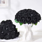 50Pcs Black Roses Artificial Flowers, Real Touch Velvet Fake Roses Bouquet - Image 3