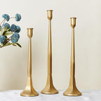 Iron Taper Candle Holder Set of 3 15.5" 14" 12" Decorative Modern Vintage Metal Tall Candlestick Holders for Wedding, Dinning Table,Mantle, Party Decoration（3, Antique Brass） by Unknown