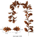Artificial Oak Greenery Garland 5.9ft, 4pcs Fake Vines Real Touch Silk Brown Wreaths for Front Door Outside Centerpieces Wedding Arch Floral Arrangements (Orange) - Image 2