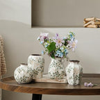Ceramic Flower Small Vase for Home Decor, Vintage Green Mini Vase Set of 4 - Image 4