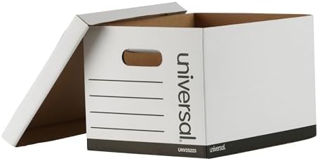 Universal Basic-Duty Economy Record Storage Boxes, 10 Pack, Letter/Legal Files, 12" x 15" x 10", White, - Image 6