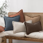MIULEE Boho Linen Fringe Decorative Fall Pillow Covers Reddish Brown 12x20 - Image 7