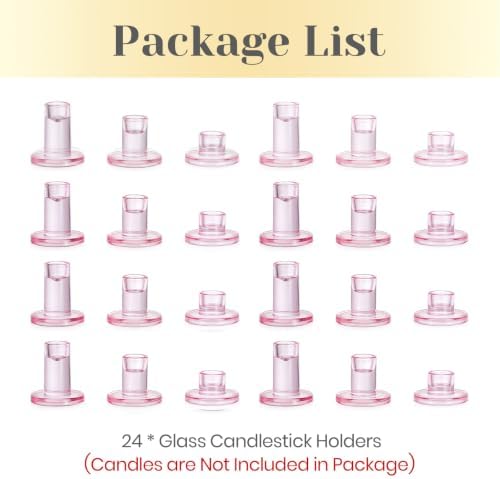 Hewory Pink Taper Candle Holders Bulk: 24PCS Glass Candlestick Holders - Image 6
