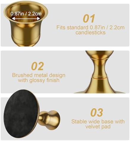 zeochyni 24 Pcs Brass Gold Taper Candle Holders Bulk for Wedding, Party - Image 3