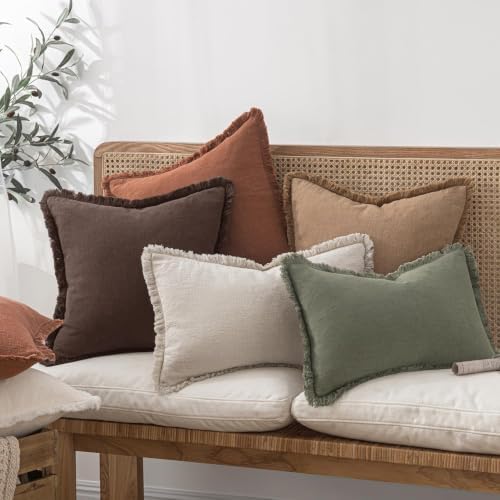 MIULEE Linen Decorative Fall Lumbar Throw Pillow Covers Dark Brown 12x20 - Image 5