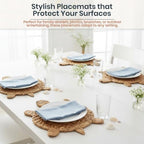 Woven Turtle Placemats Set of 4 (12.6"x17") – Water Hyacinth Placemats Indoor – Farmhouse Placemat for Dining Table – Boho Place mats – Wicker Rattan Place mats - Image 5