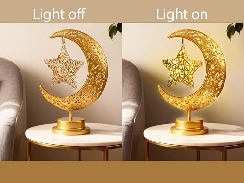 OLEEK Ramadan Decorations Moon and Stars - Ramadan Lights for Table - Ramadan Decorations for Home 2026 - Ramadan Gifts for Kids Lanterns - Ramadan Decor Moon and Star Lamp - Crescent Moon lamp - Image 3