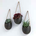 Kazai. Wall Planters -Ellie- | Hanging Ceramic Plant Pots 3 Pieces | Wall Decoration for Indoors, Balcony and Garden | Graphite (Matte) by KAZAI