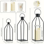 Elegant Black Decorative Lanterns Set of 6-19/16/13 Inch - Image 2
