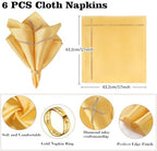 VIJIV 12 Pack Bling Satin Cloth Napkins & Gold Napkin Rings Set of 6 Gold - Image 3