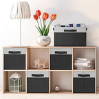 GhvyenntteS Large Storage Baskets for Shelves 6 Pack, Collapsible Fabric Storage Bins with 3 Handles, Decorative Closet Organizers and Storage bins for Clothes Blanket Beddings (Black, 15"x11"x9.6") - Image 2