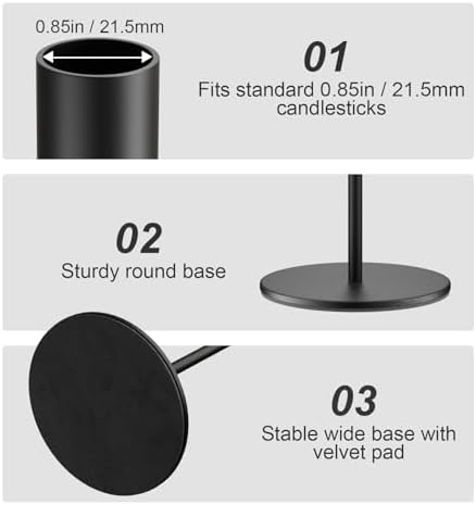 zeochyni Set of 24 Black Taper Candle Holder Bulks for Wedding, Party Decor - Image 5